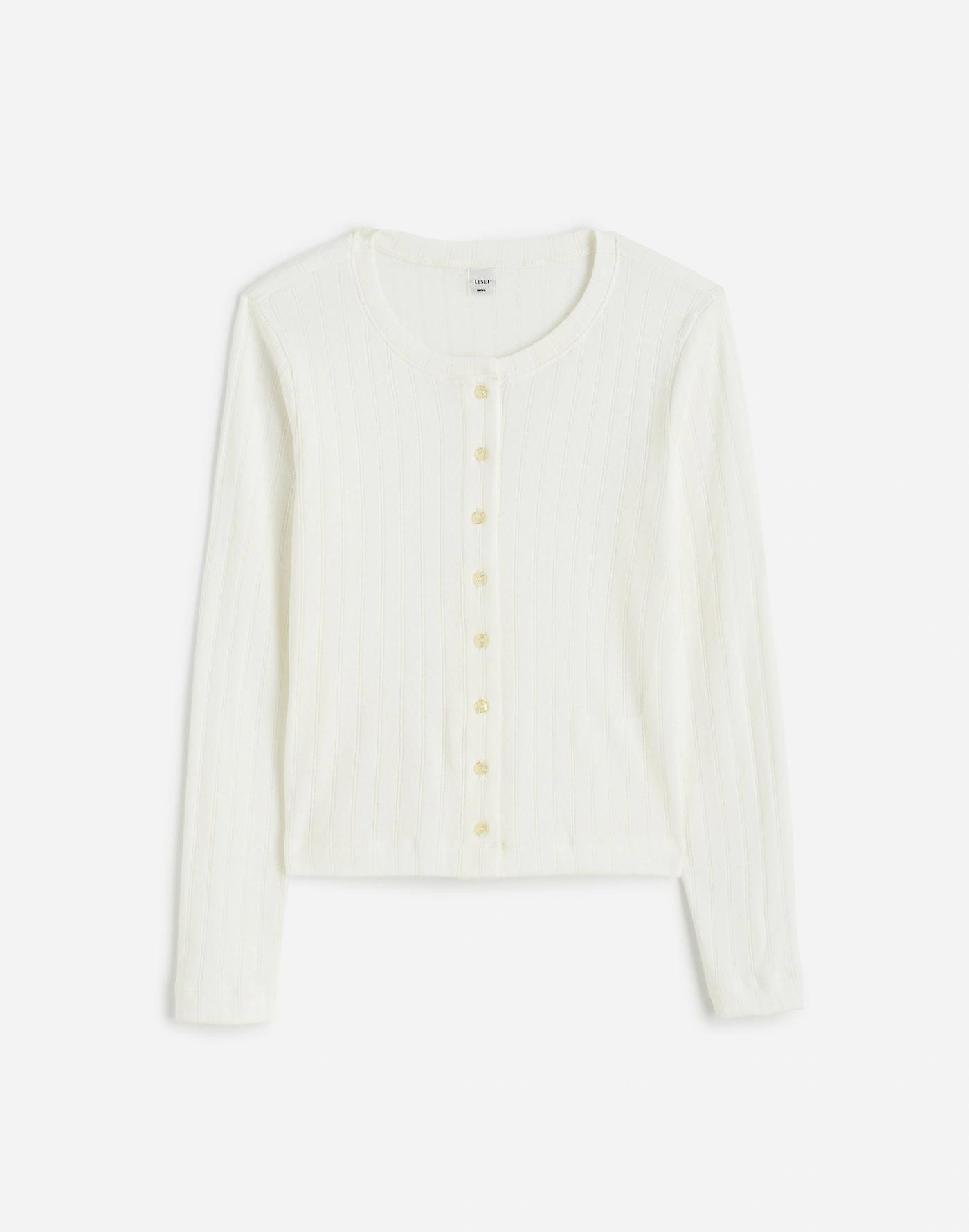 Madewell x LESET Pointelle Classic Crew Cardigan Product Image