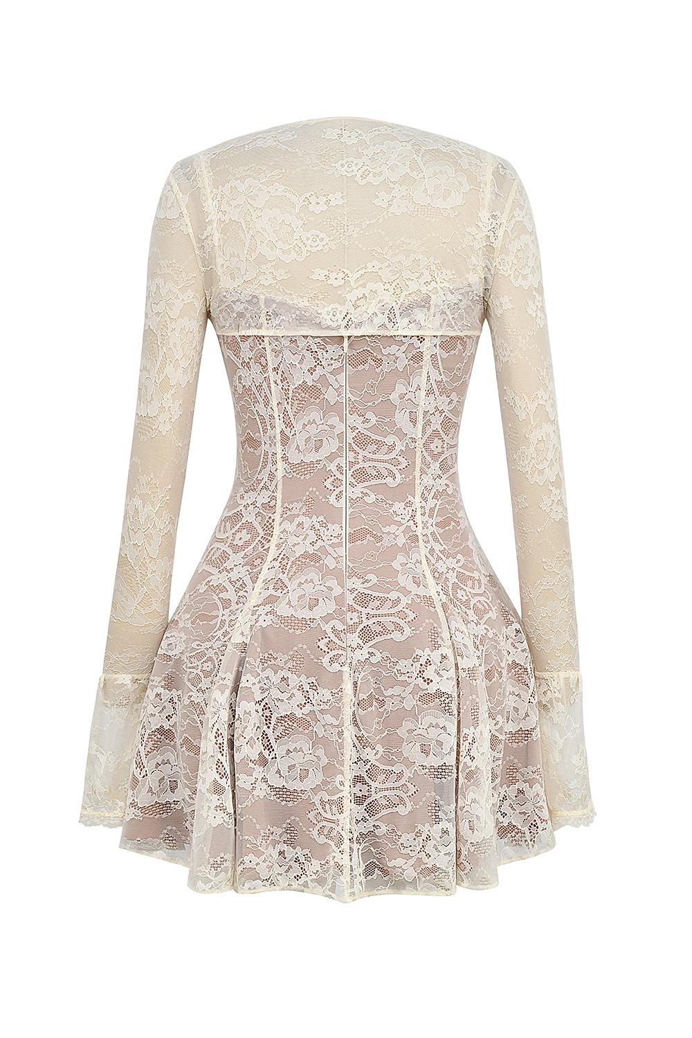 Alice  vintage cream lace mini dress Product Image