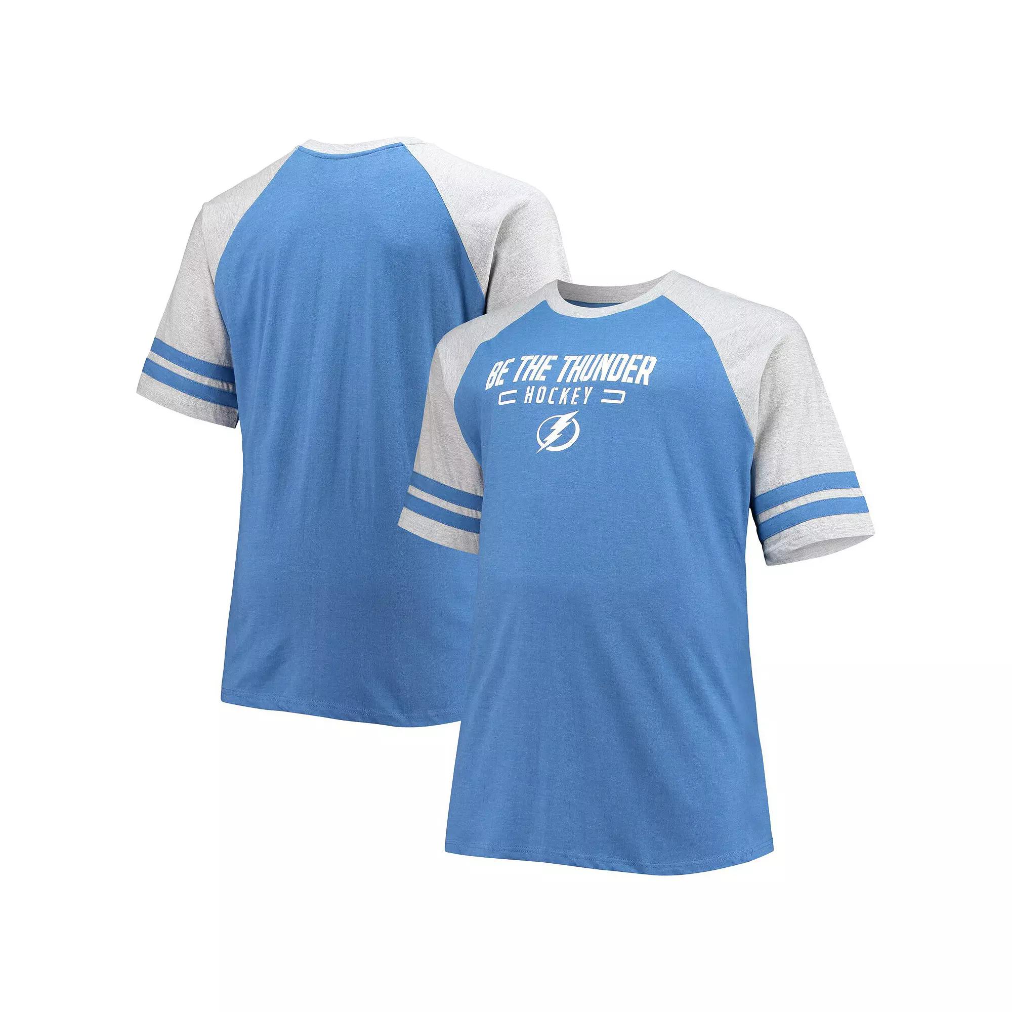 Men's Heathered Blue Tampa Bay Lightning Big & Tall Raglan T-Shirt,  Product Image