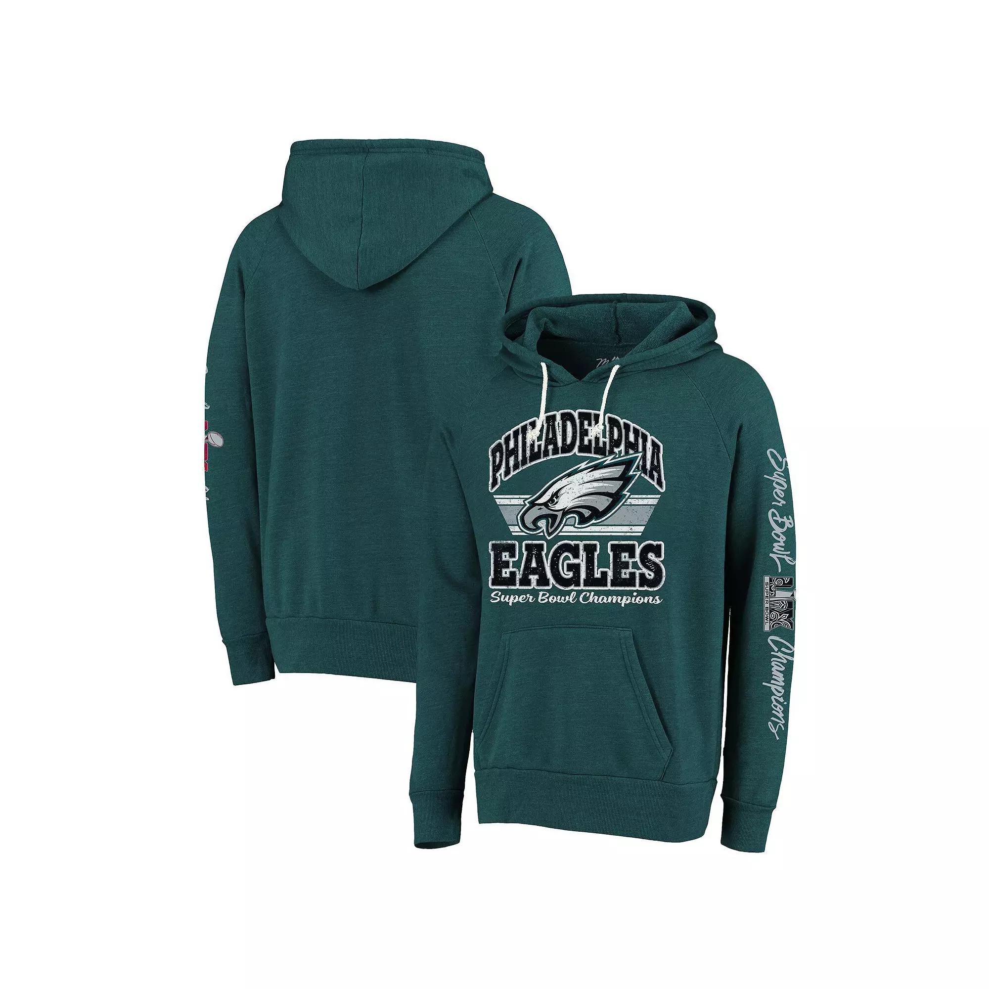 Mens Majestic Threads Midnight Philadelphia Eagles Super Bowl LIX Champions Sonder Tri-Blend Pullover Hoodie Product Image