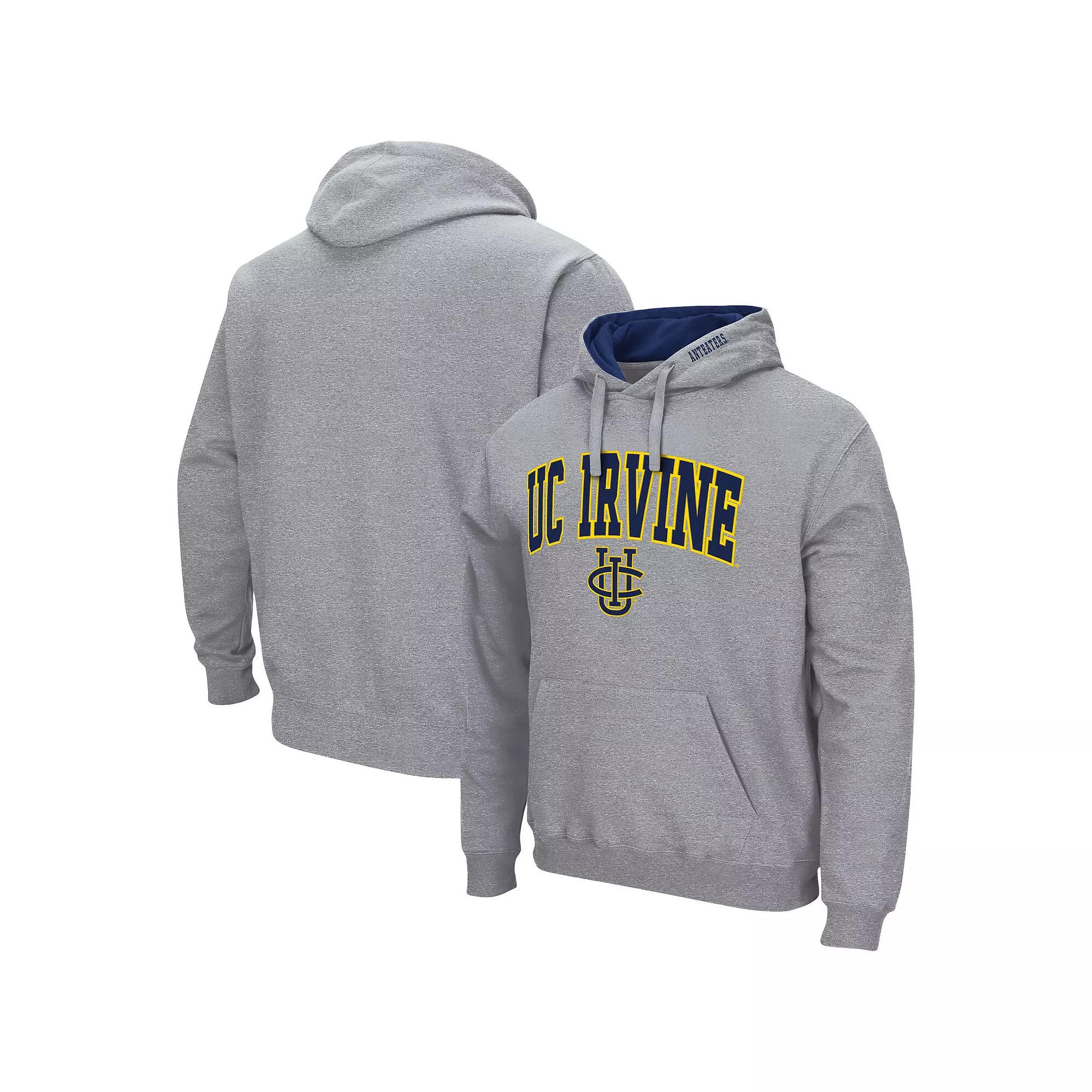 Men's Colosseum Heathered Gray UC Irvine Anteaters Arch and Logo Pullover Hoodie,  Product Image