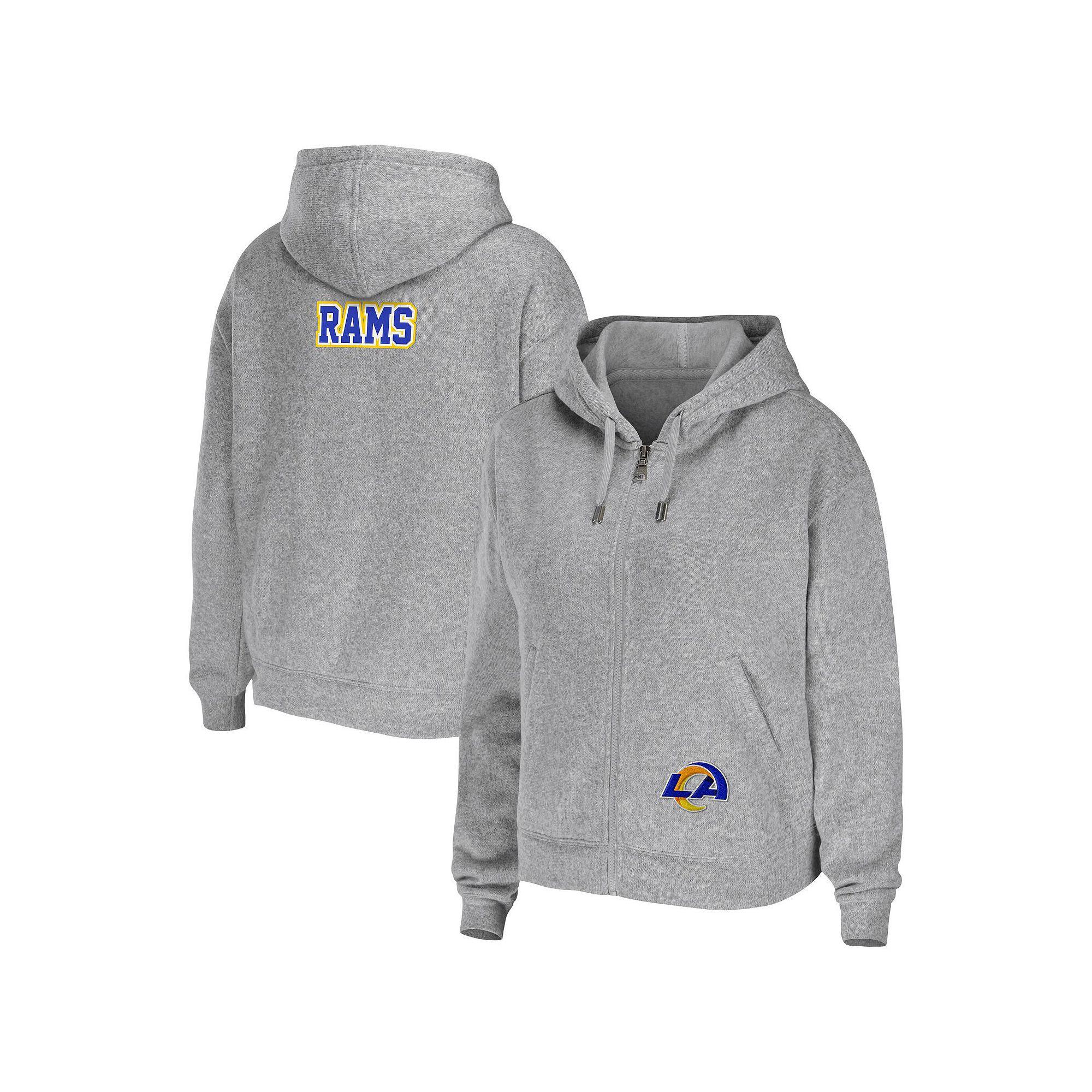 Women's WEAR by Erin Andrews Heathered Gray Los Angeles Rams Team Full-Zip Hoodie,  Product Image