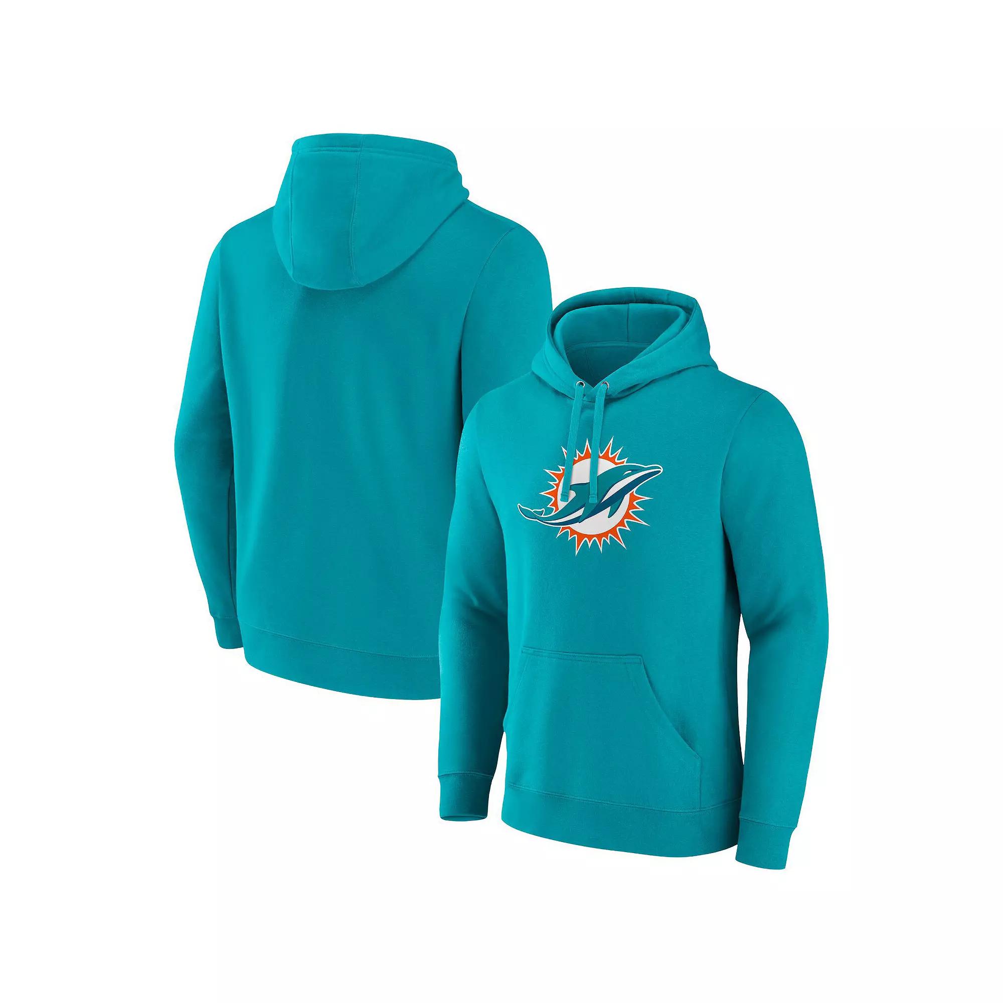 Men's Aqua Miami Dolphins Primary Logo Fleece Pullover Hoodie,  Product Image