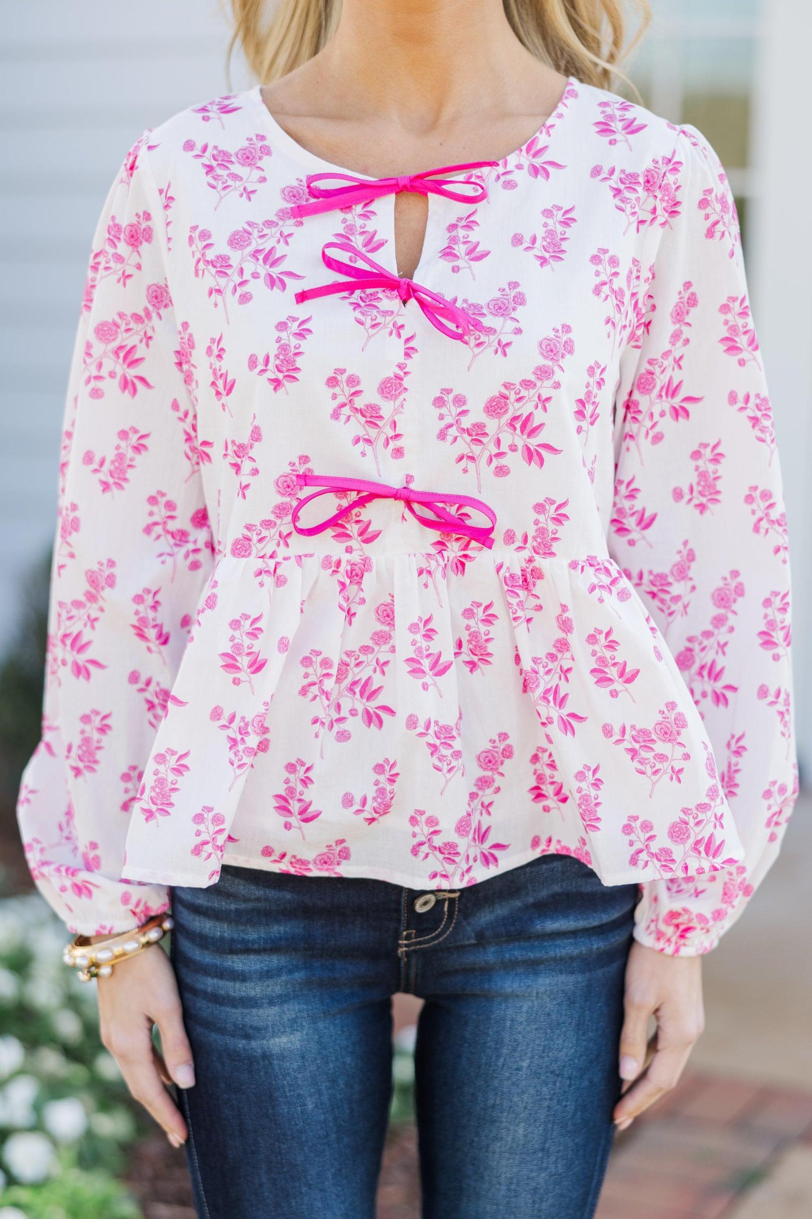 Great Days Ahead Pink Toile Blouse Female Product Image