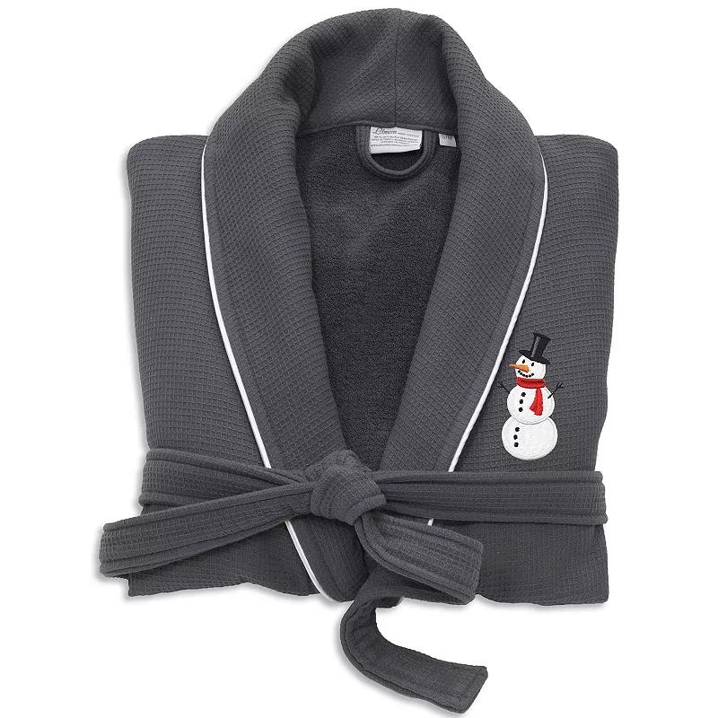 Linum Home Textiles Waffle Weave Terry Embroidered Snowman Bathrobe, Adult Unisex,  Product Image