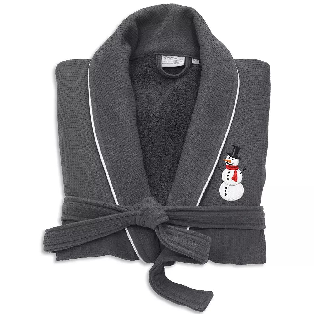 Linum Home Textiles Waffle Weave Terry Embroidered Snowman Bathrobe, Adult Unisex,  Product Image