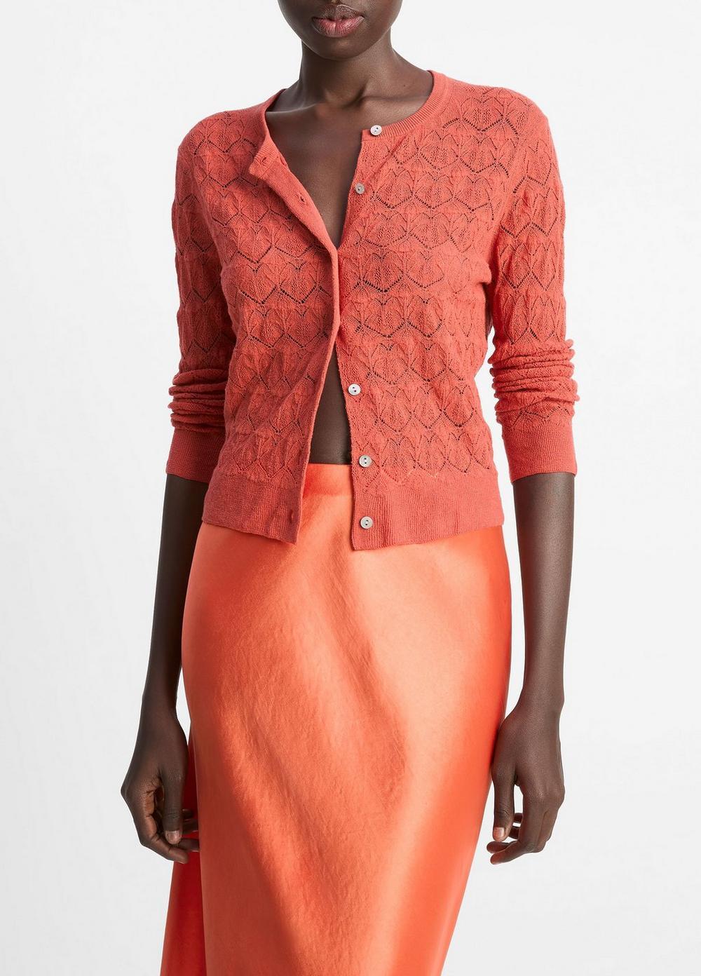 Womens Lace-stitch Cotton Cardigan Vince Product Image