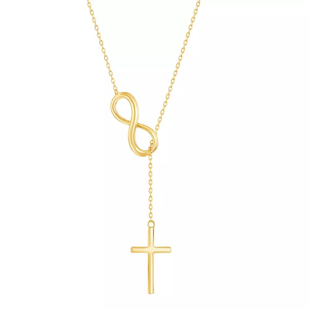 Sterling Silver Infinity & Cross Lariat Necklace, Womens Gold Tone Product Image