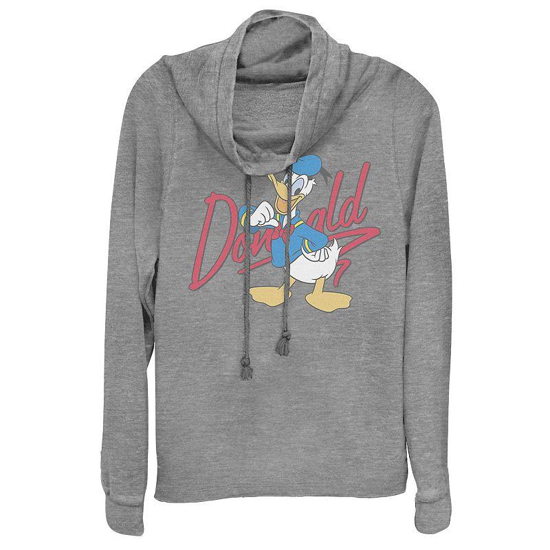 Disney Donald Duck Juniors' Logo Cowlneck Graphic Lightweight Long Sleeve, Girl's,  Product Image