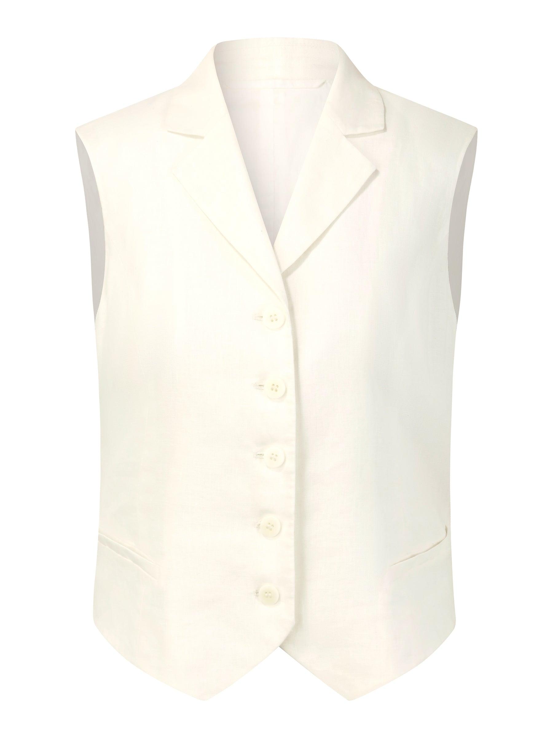 100% Linen Lapel Women V-Neck Vest Product Image