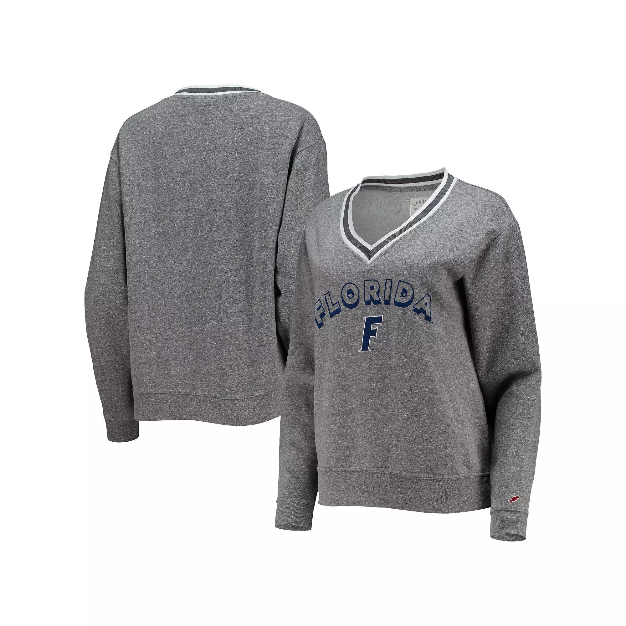 Women's League Collegiate Wear Heathered Gray Florida Gators Victory Springs Tri-Blend V-Neck Pullover Sweatshirt,  Product Image