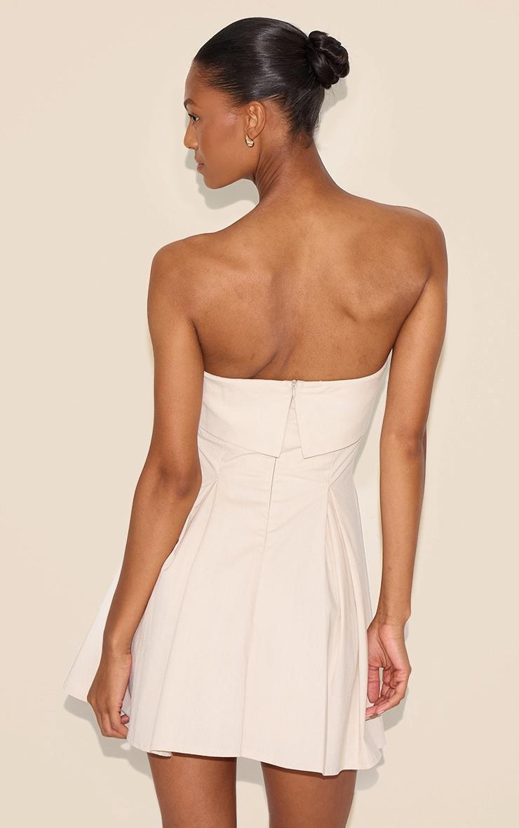 Natural Linen-Blend Bandeau Fold Over Shift Dress Product Image
