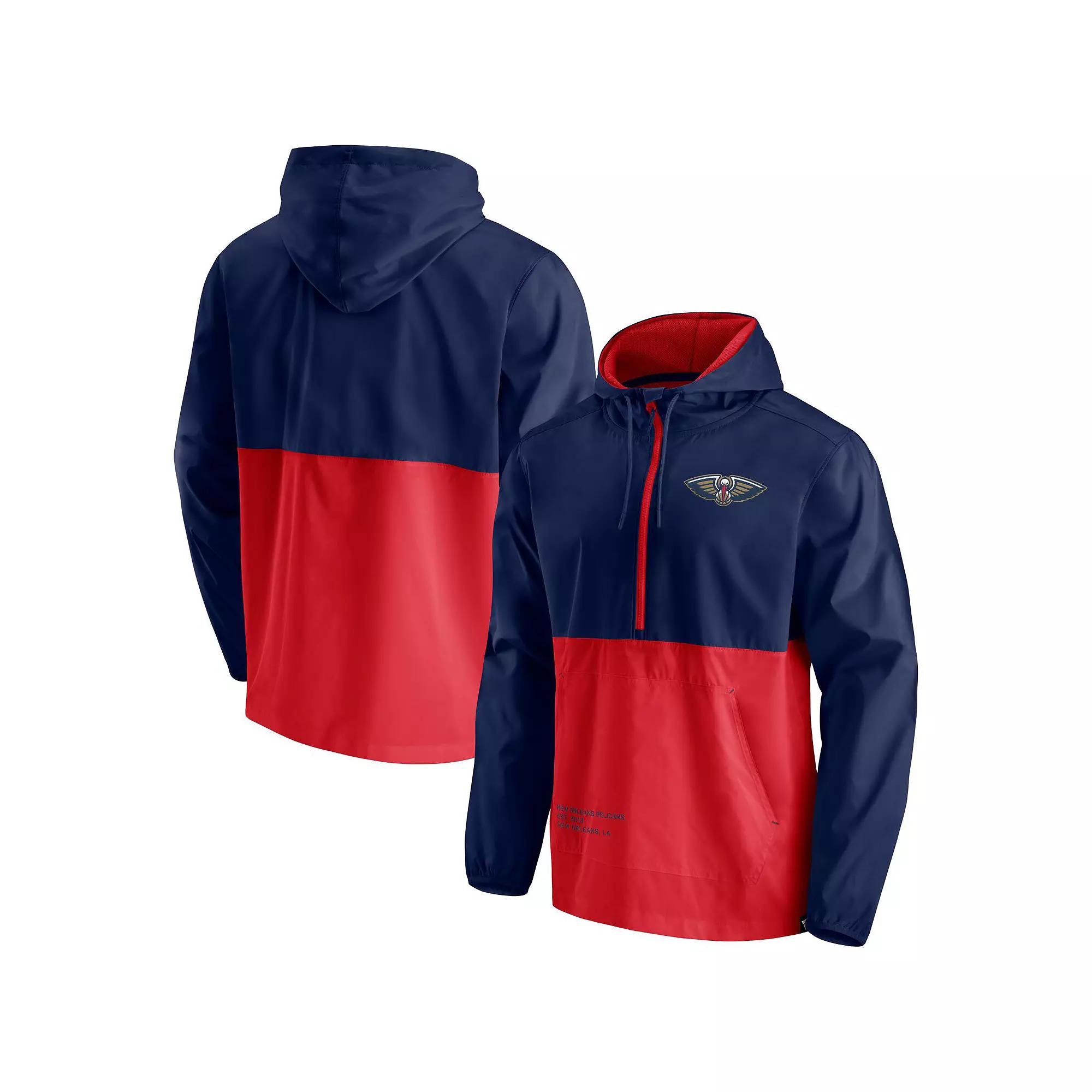 Men's Fanatics Branded Navy/Red Washington Wizards Anorak Block Party Windbreaker Half-Zip Hoodie Jacket, Size: Large, Wiz Blue Product Image