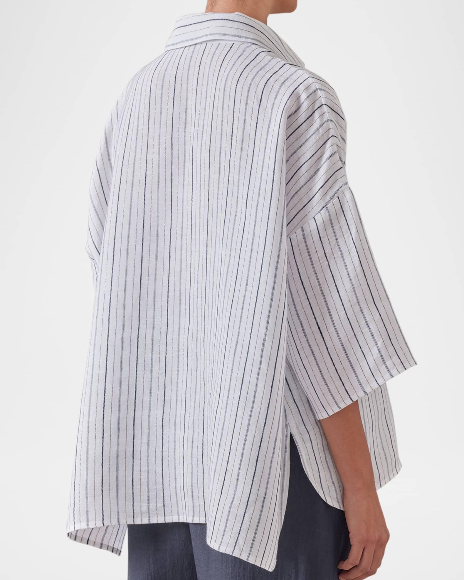 Sloped Shoulder Wide A-Line Short-Sleeve Shirt With Collar (Mid Length) Product Image