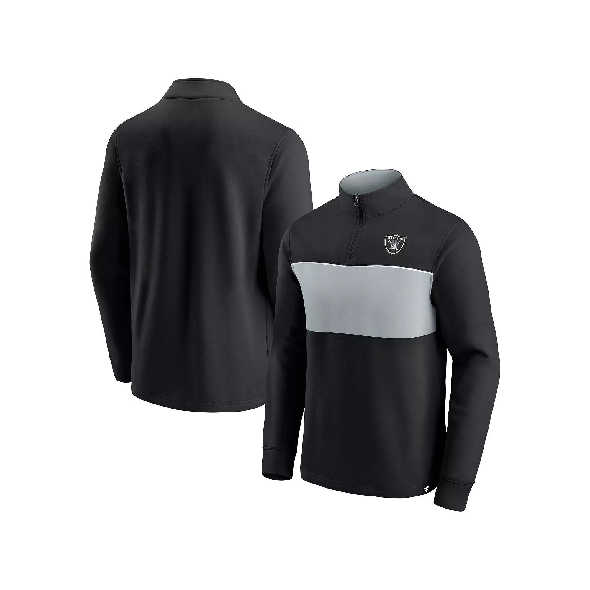 Men's Black/Silver Las Vegas Raiders Block Party Quarter-Zip Jacket,  Product Image