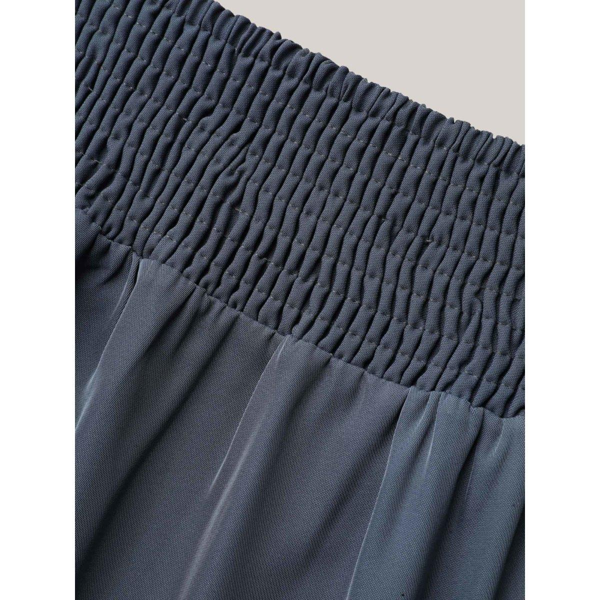 Plus Size Shirred Waist Stretchy Wide-Leg Pants Women Stone At the Office Wide Leg Mid Rise Work Pants BloomChic 26/4X Product Image