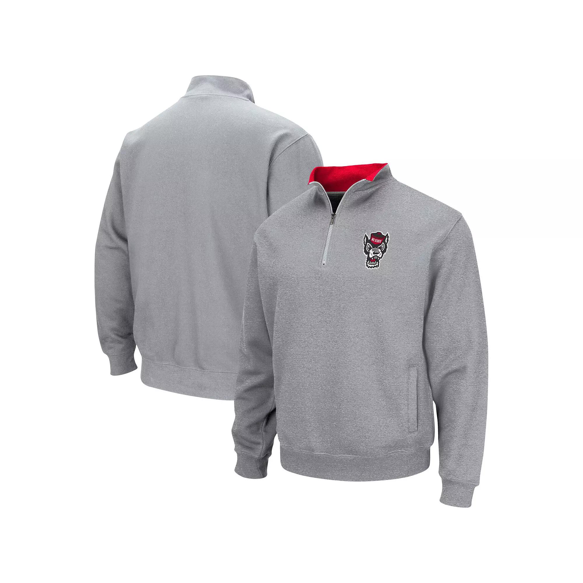 Men's Colosseum Heathered Gray NC State Wolfpack Tortugas Team Logo Quarter-Zip Jacket,  Product Image