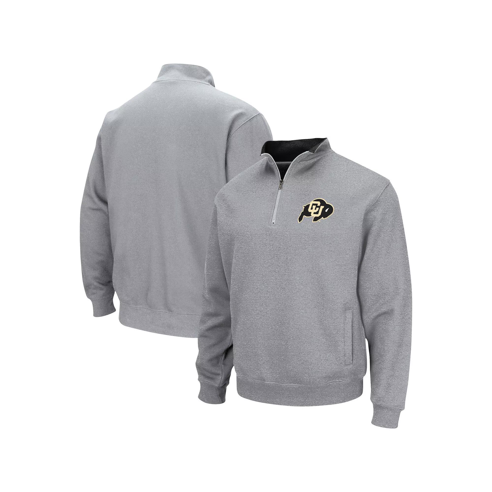 Men's Colosseum Heathered Gray NC State Wolfpack Tortugas Team Logo Quarter-Zip Jacket,  Product Image