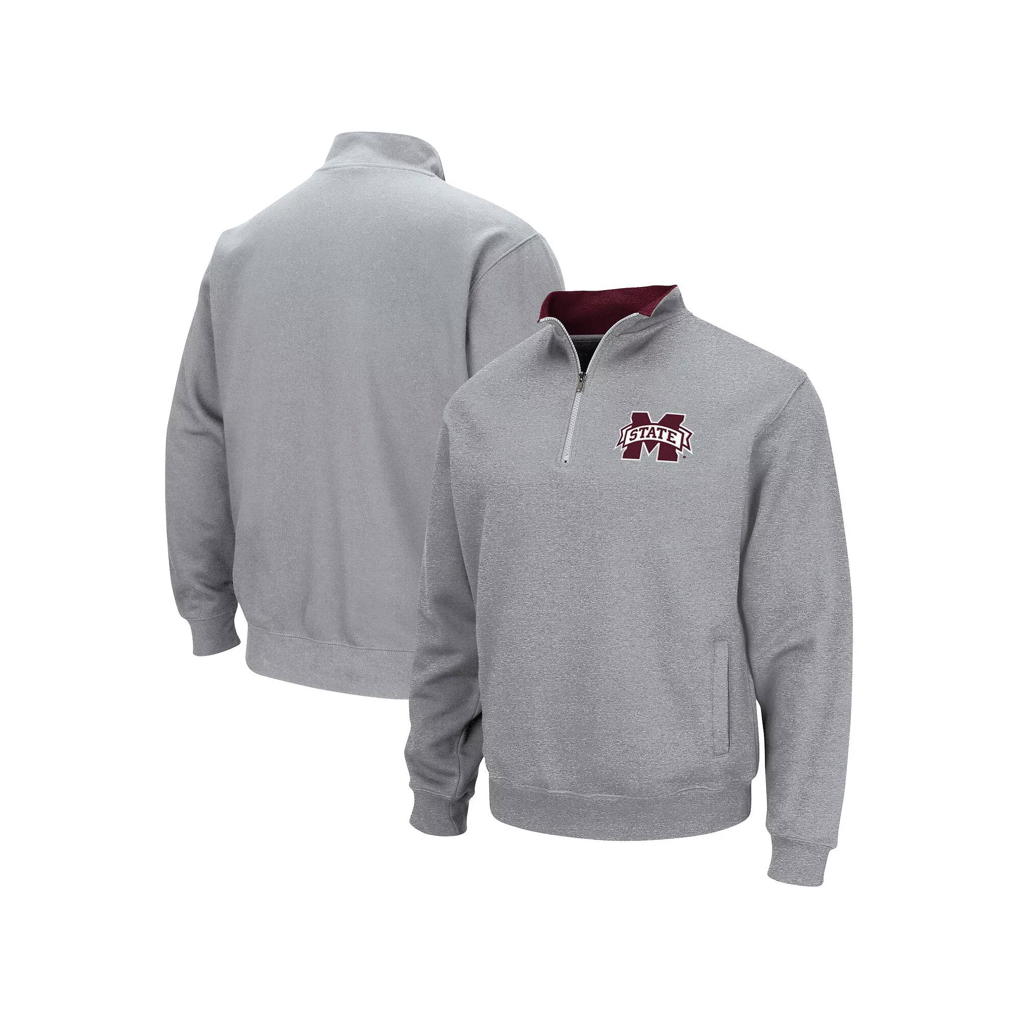 Men's Colosseum Heathered Gray Mississippi State Bulldogs Tortugas Team Logo Quarter-Zip Jacket,  Product Image