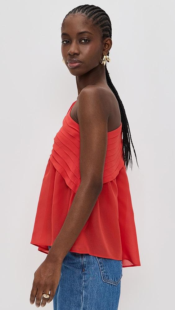 FARM Rio Red Rose One Shoulder Blouse | Shopbop Product Image