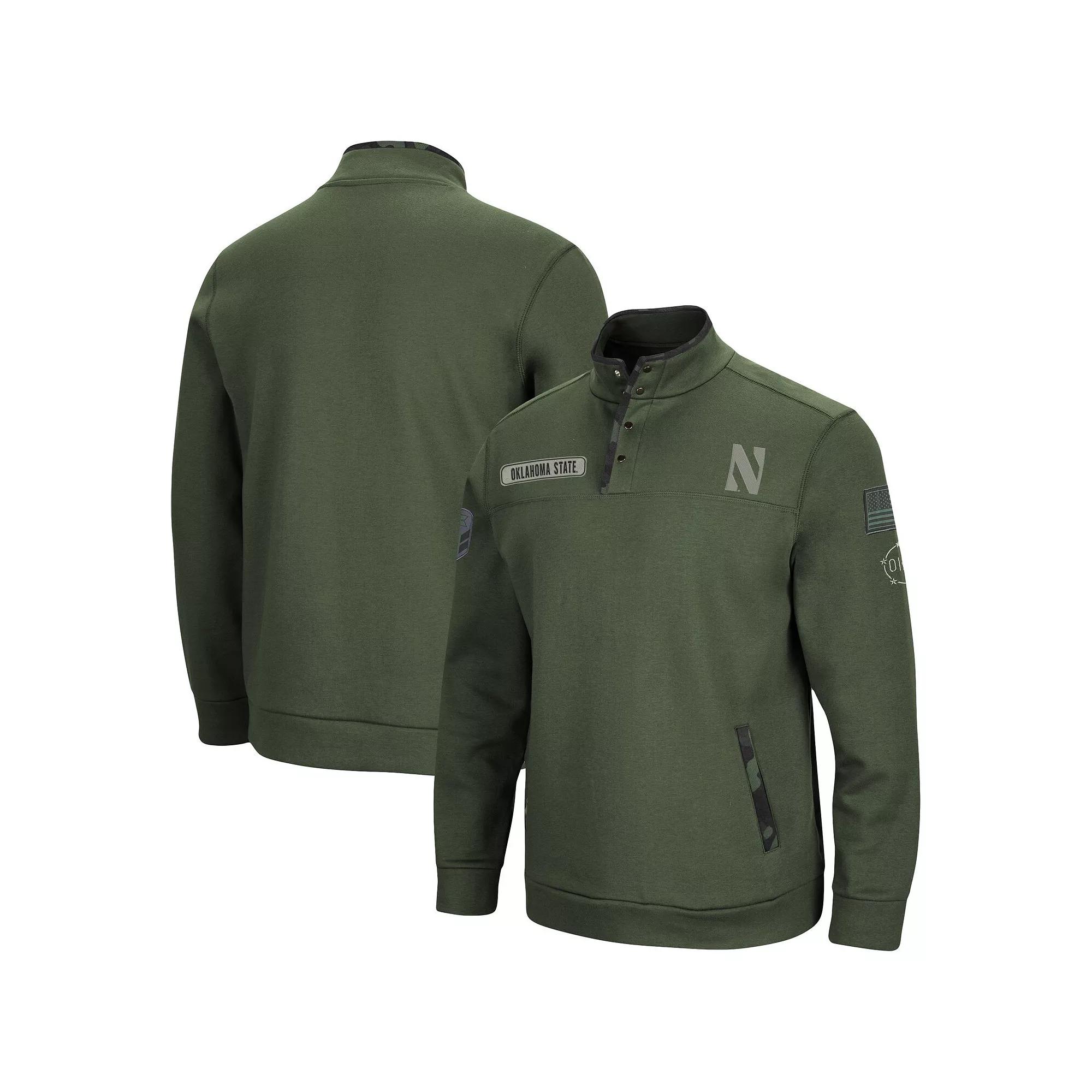 Men's Colosseum Olive Northwestern Wildcats OHT Military Appreciation Digital Camo Quarter-Snap Jacket,  Product Image