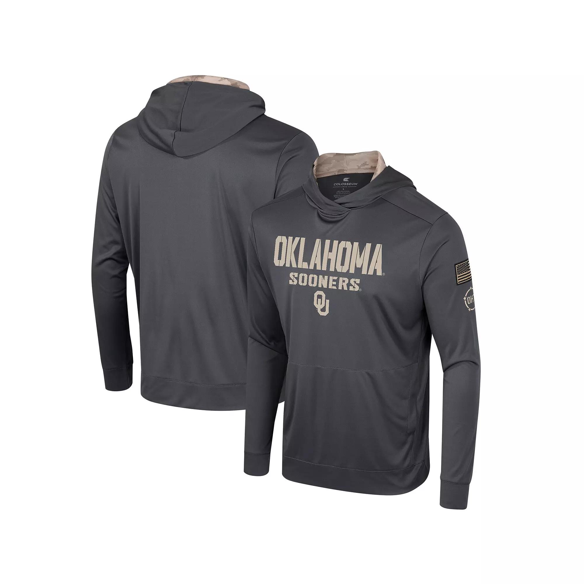 Men's Colosseum Charcoal Oklahoma State Cowboys OHT Military Appreciation Long Sleeve Hoodie T-Shirt,  Product Image