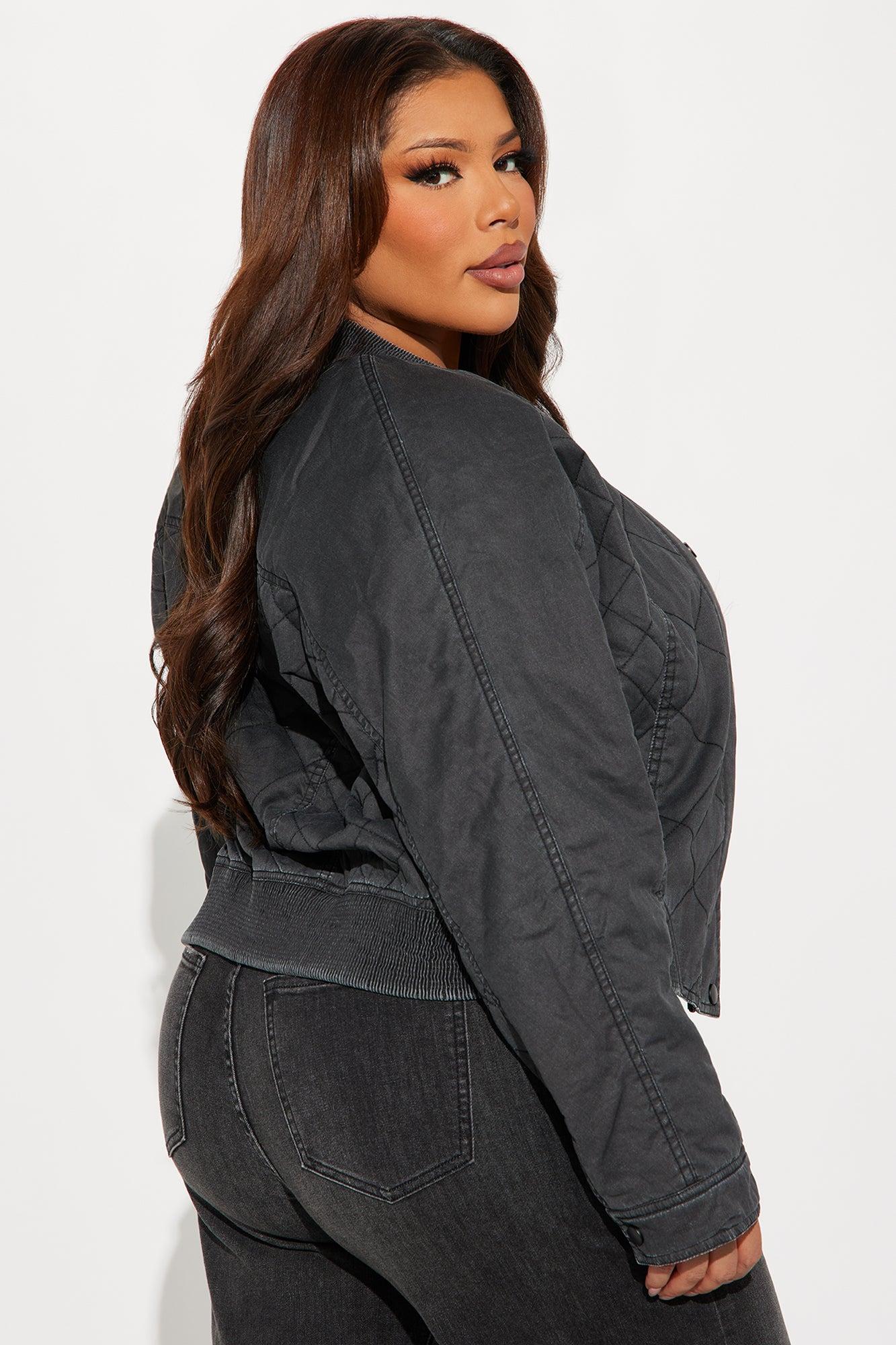Mara Quilted Washed Bomber Jacket - Black Female Product Image