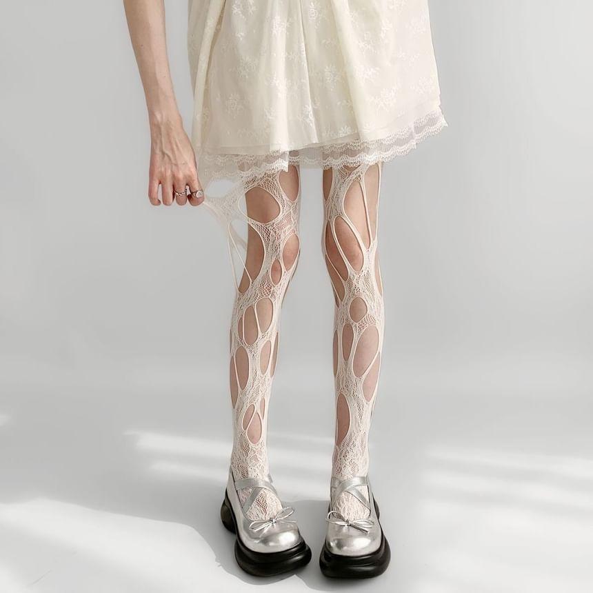 Plain Cutout Fishnet Tights Product Image