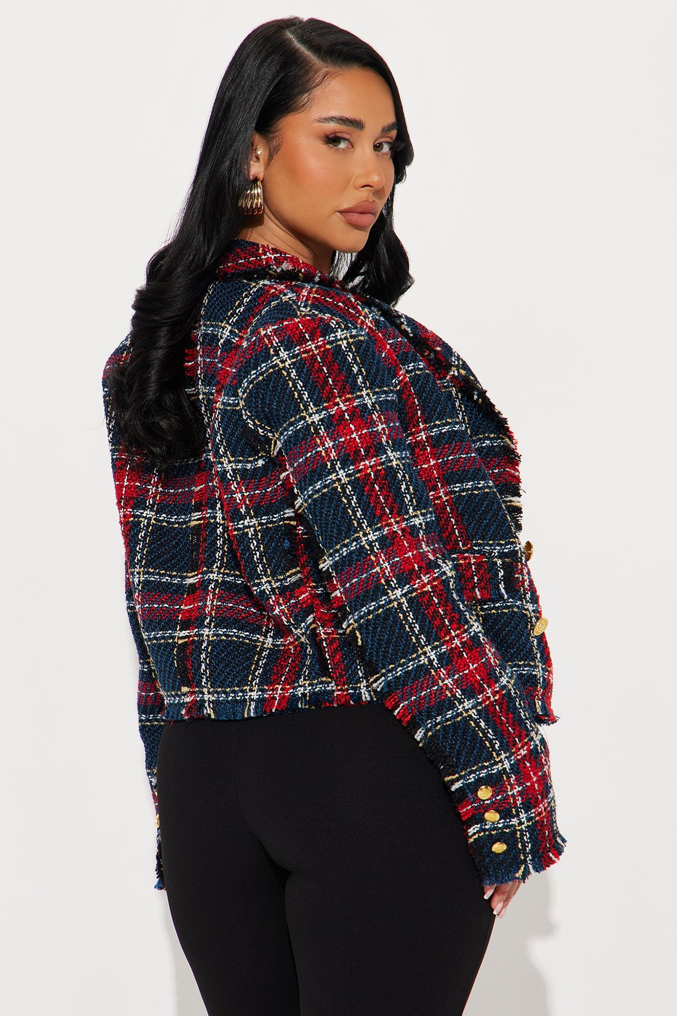 About Her Business Tweed Blazer - Navy/combo Product Image