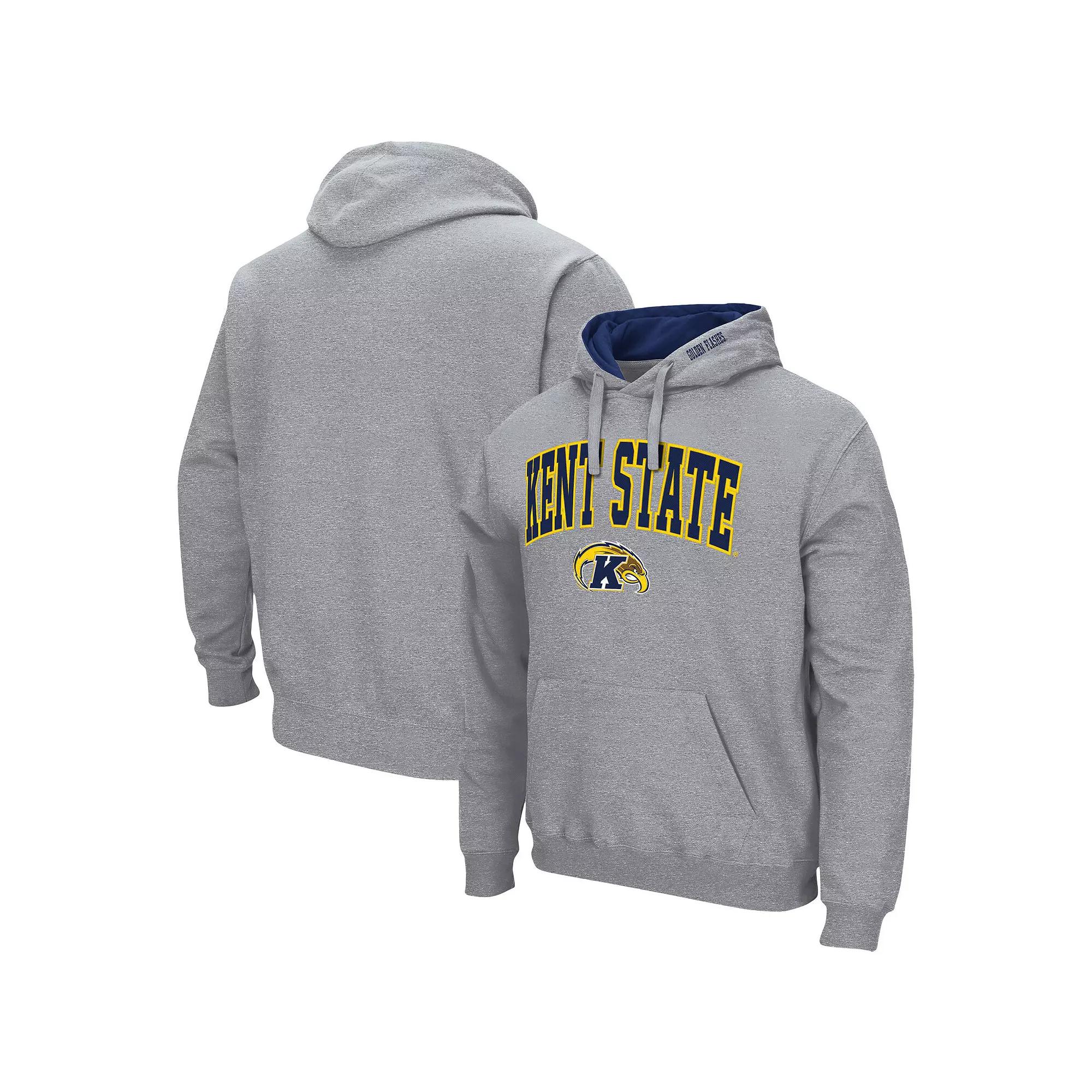 Men's Colosseum Heathered Gray Kent State Golden Flashes Arch and Logo Pullover Hoodie,  Product Image