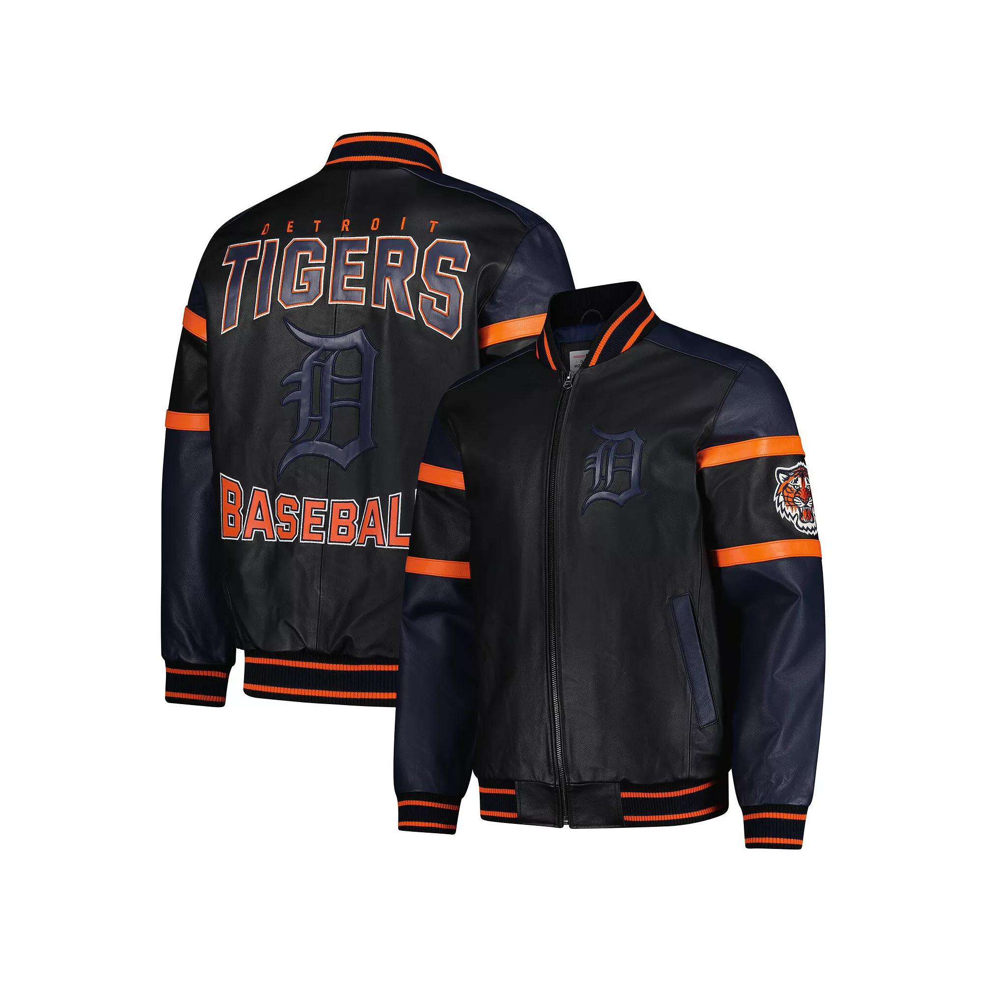 Men's G-III Sports by Carl Banks Black Detroit Tigers Full-Zip Leather Varsity Jacket,  Product Image