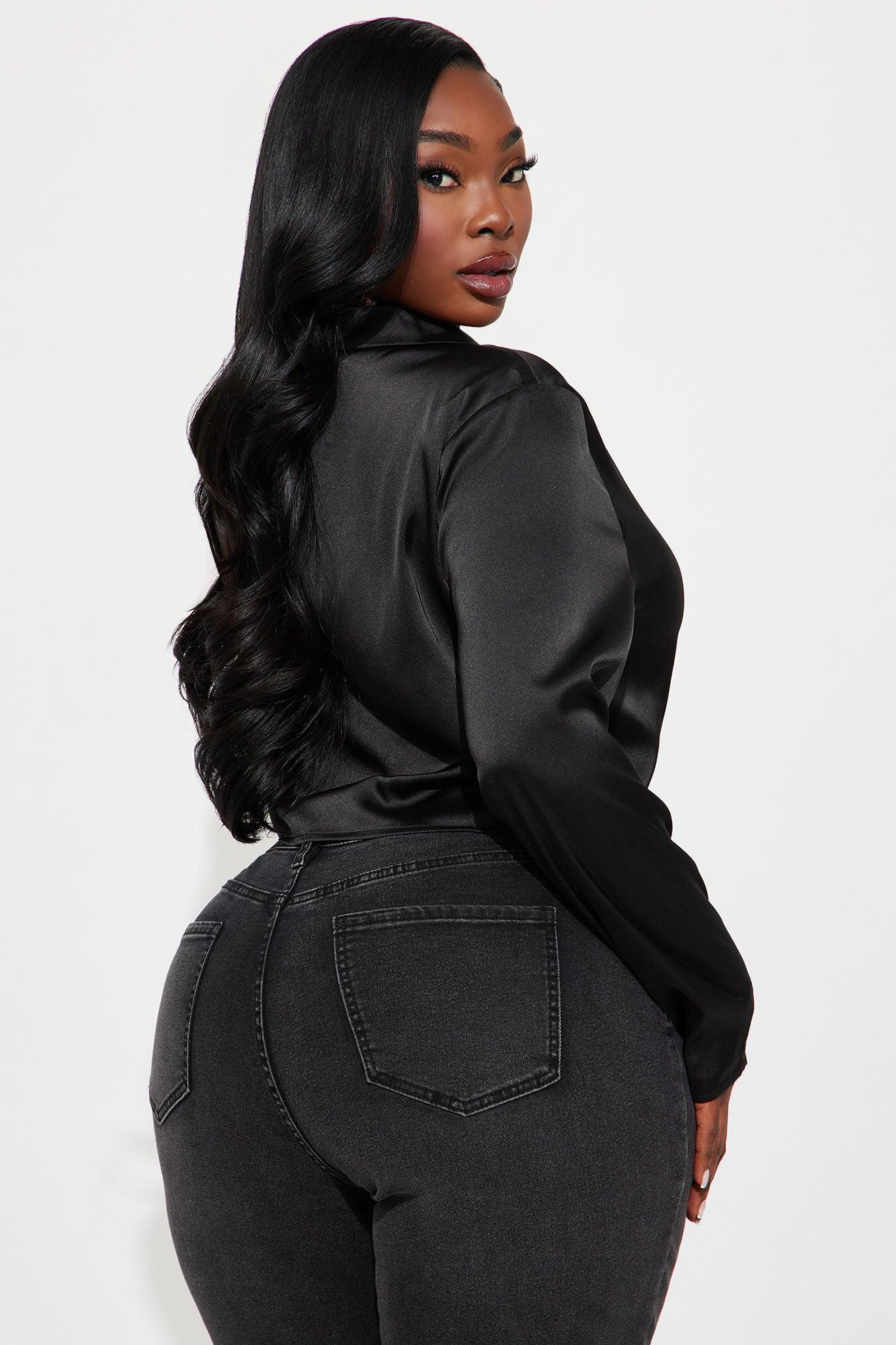 Forever Loving Satin Shirt - Black Female Product Image