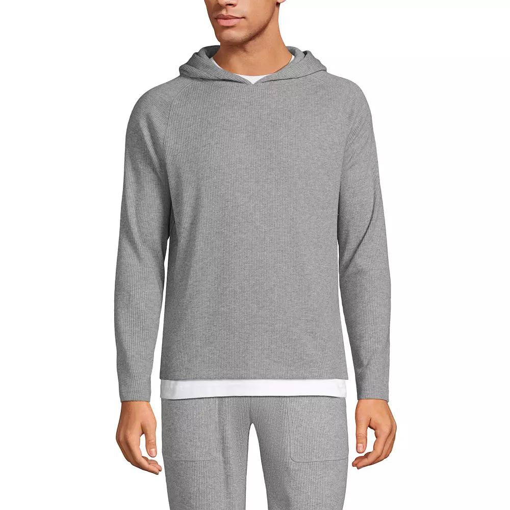 Men's Lands' End Brushed Rib Hooded Sweatshirt,  Product Image