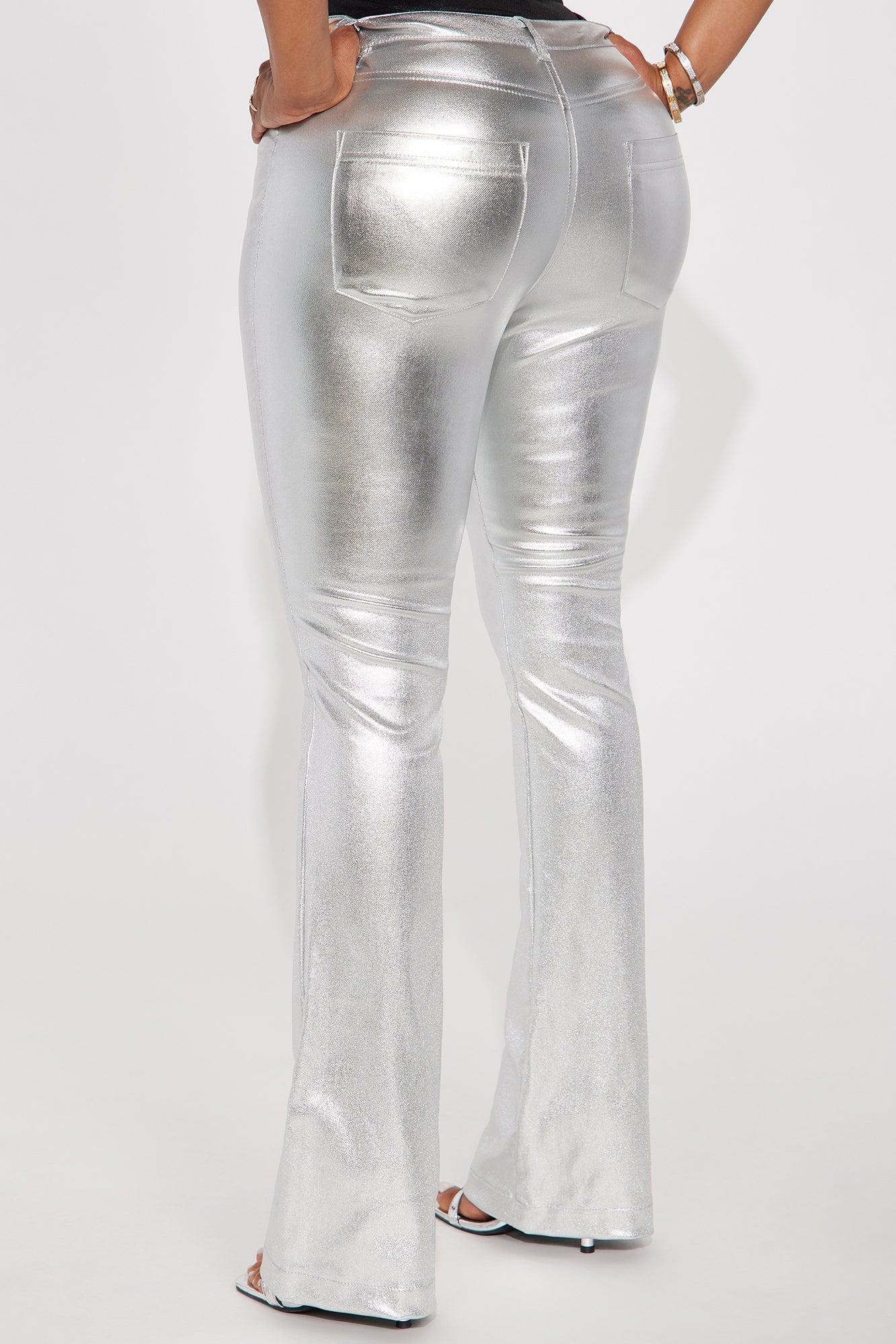 Behind The Flash Metallic Flare Pant - Silver Product Image