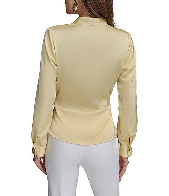 Donna Karan Long Sleeve Faux Wrap Blouse Product Image