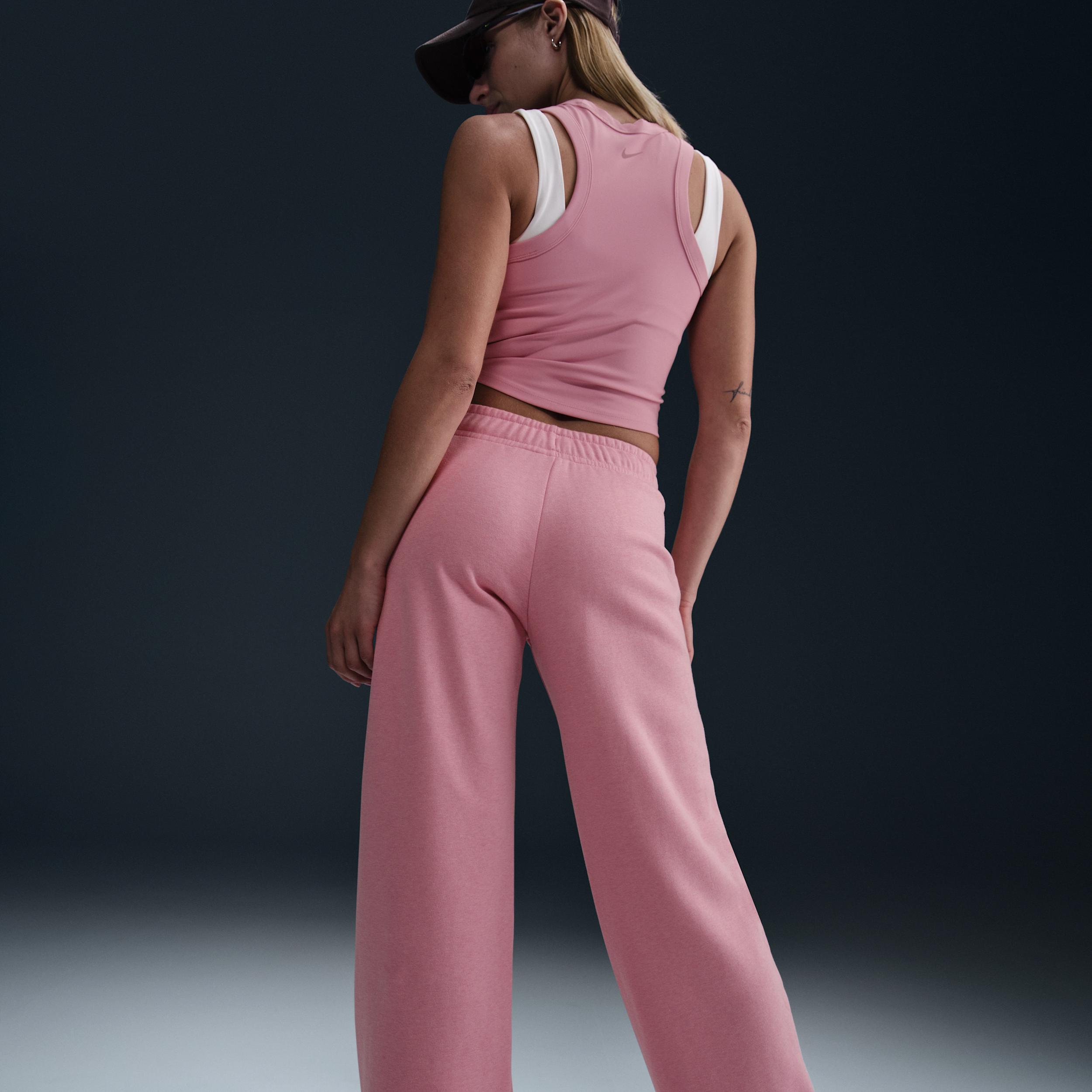 Womens Nike Sportswear Club Fleece Mid-Rise Wide-Leg Graphic Pants | HJ0869-699 Product Image