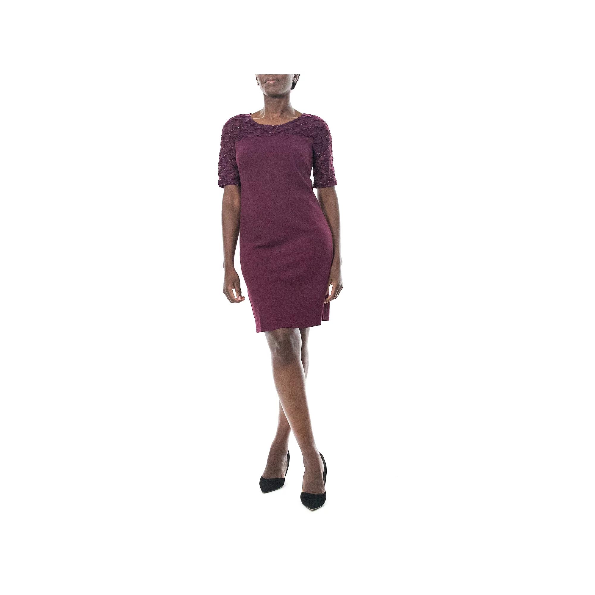 Women's Nina Leonard Elbow Sleeve Sheath Dress,  Product Image