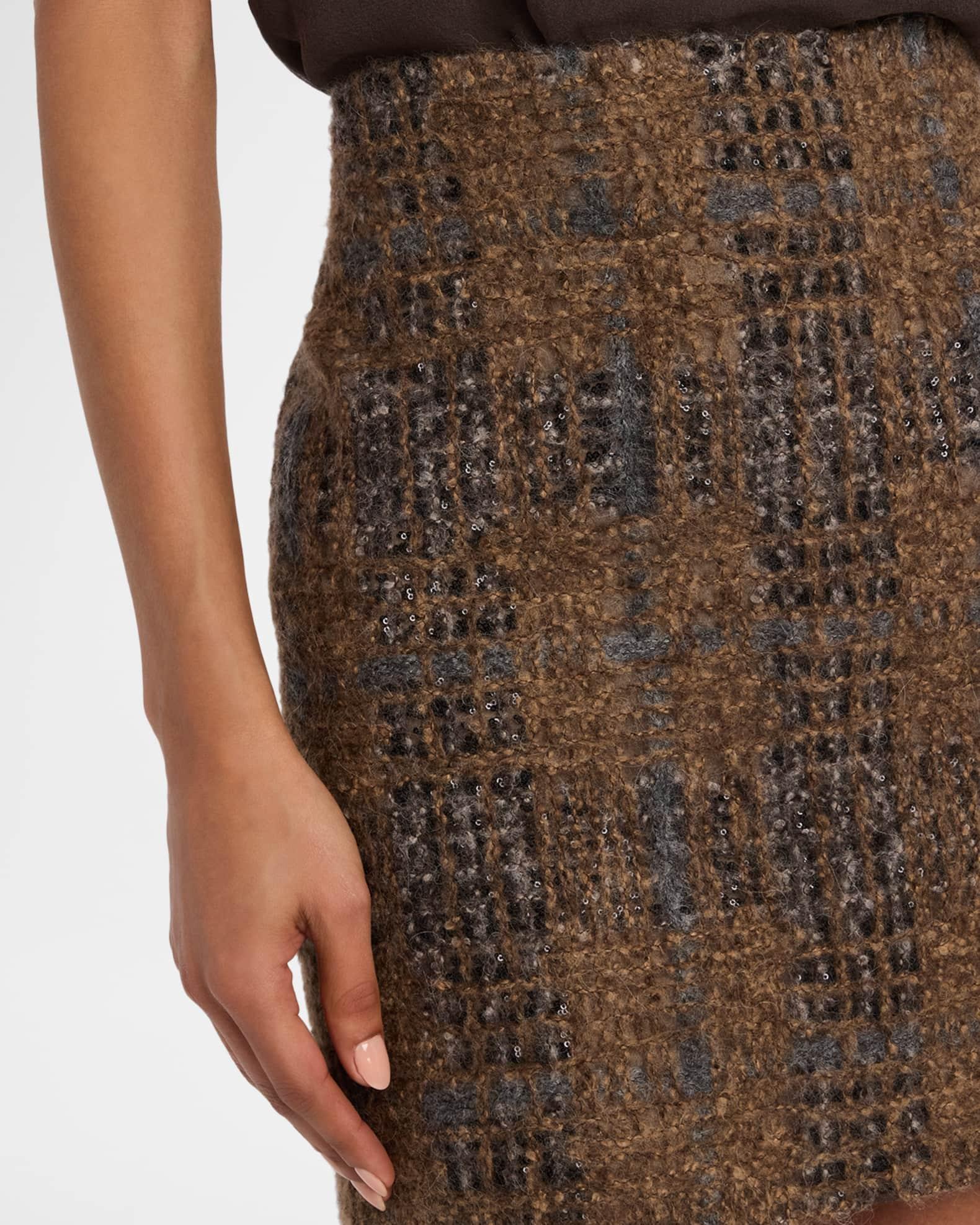 Tartan Organza Embroidered Knit Mini Skirt Product Image