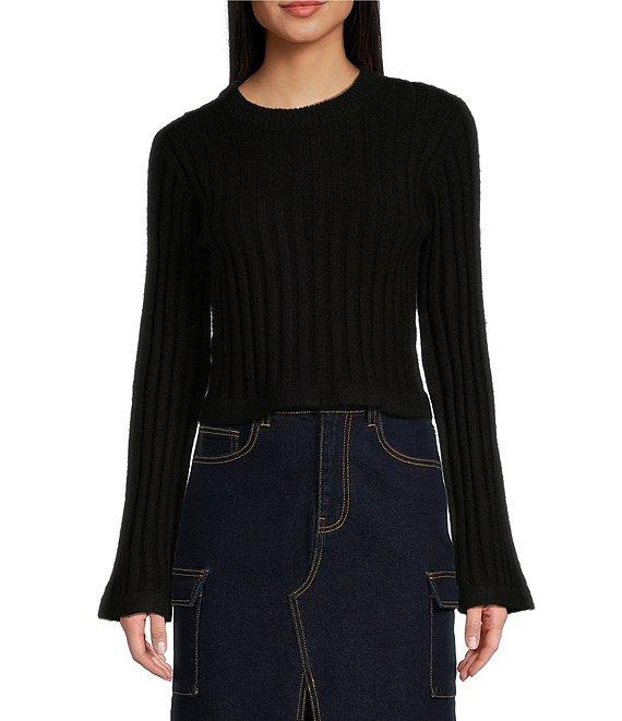 GB Long Sleeve Ribbed Cropped Sweater Product Image