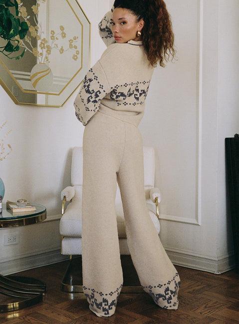 Alpine Knit Pants Cream / Blue Product Image