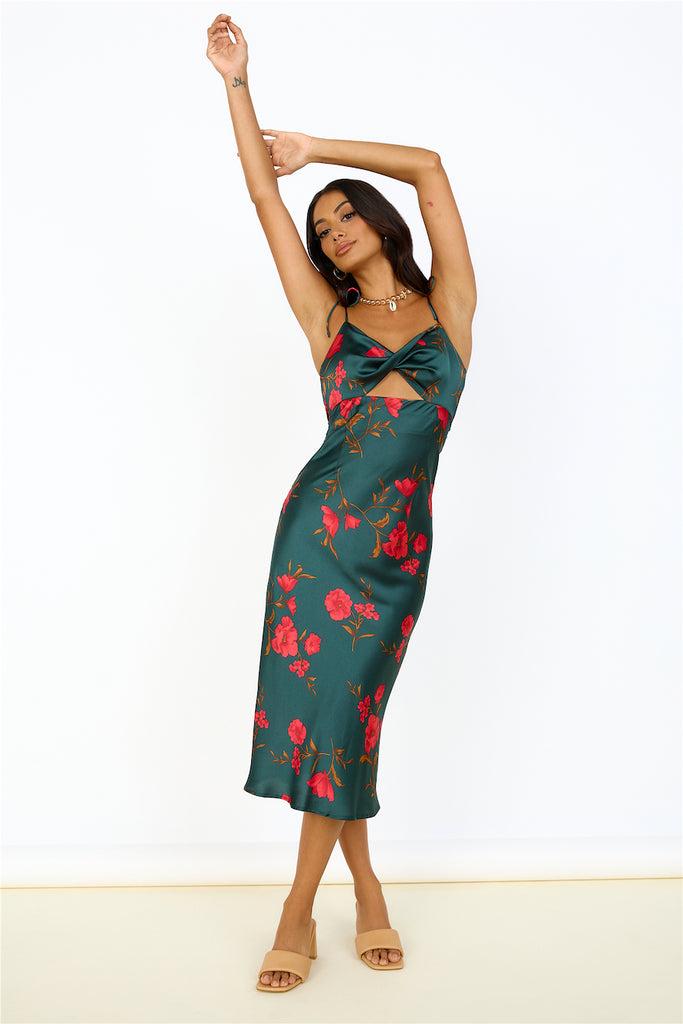 HELLO MOLLY Fool Me Once Midi Dress Teal Product Image