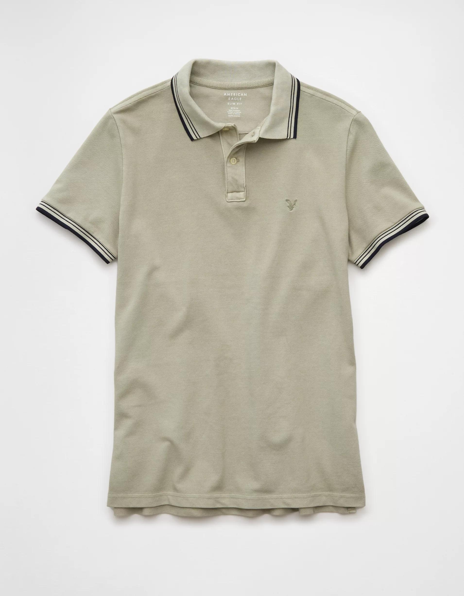 AE Lived-In Stretch Pique Slim Fit Tipped Polo Shirt Product Image