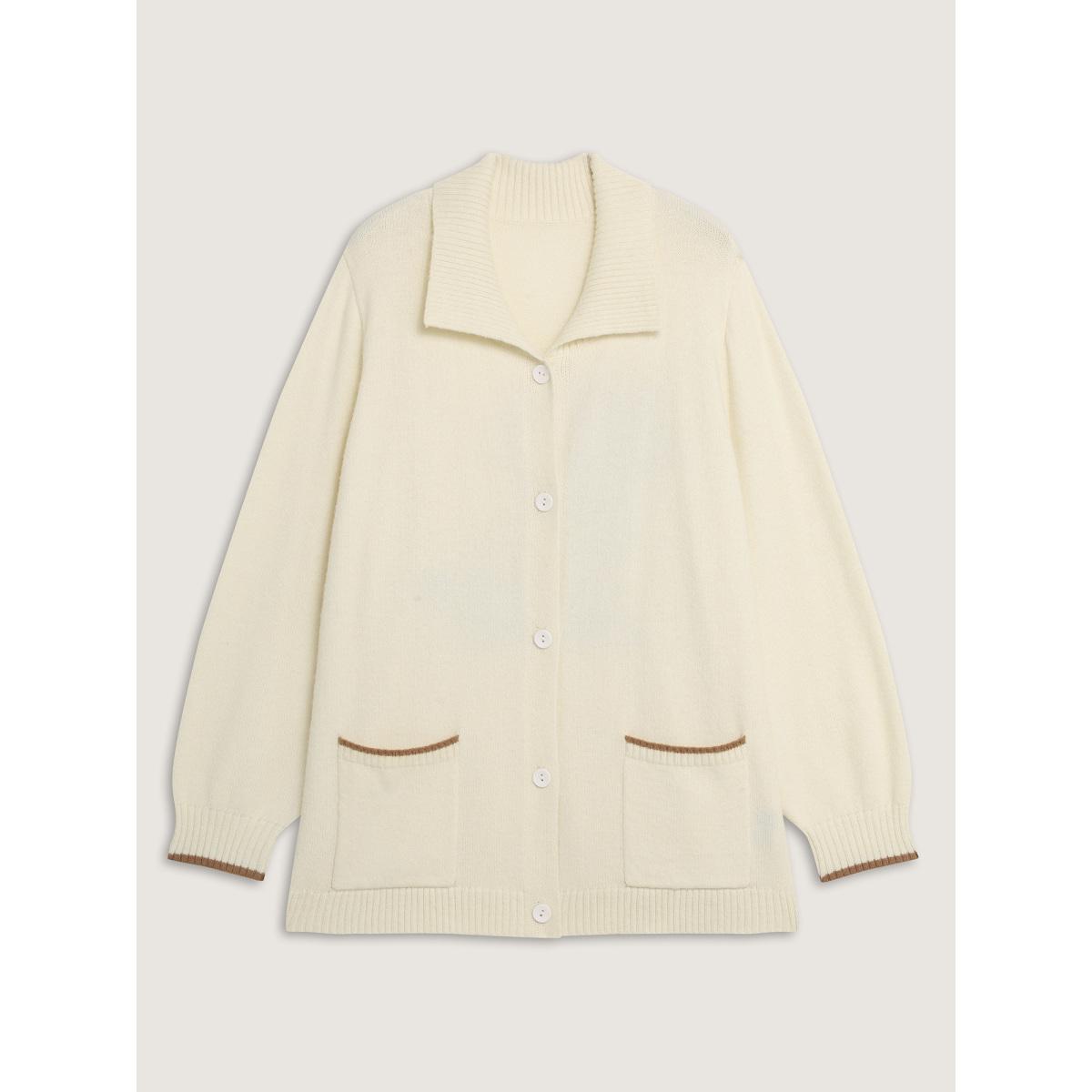 Plus Size Puppy Love Pockets Button Knit Cardigan Beige Women Playful Loose Long Sleeve Casual Cardigans BloomChic 12/L Product Image