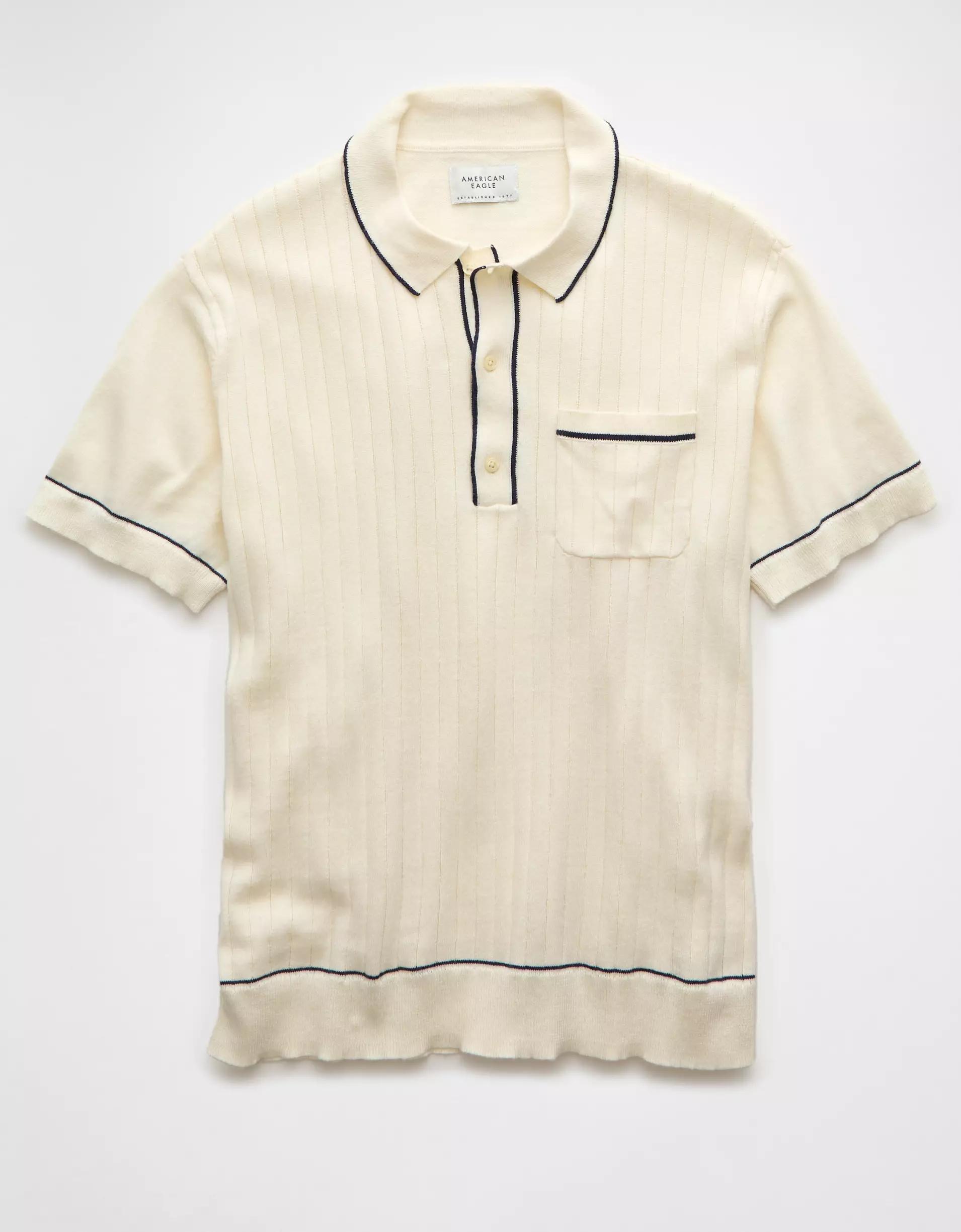 AE Weekend Tipped Sweater Polo Shirt Product Image