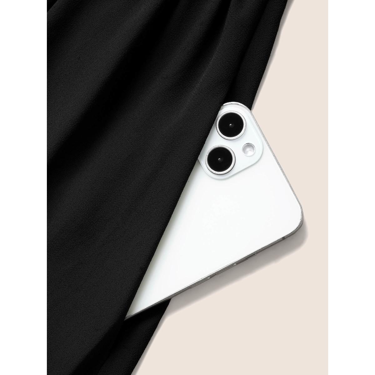 Plus Size Heart Neckline Mesh Cap Sleeve Gathered Dress Black Women Elegant Gathered Heart neckline Cap Sleeve Curvy BloomChic 10/M Product Image