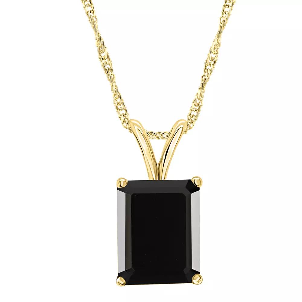 Alyson Layne Sterling Silver Emerald Cut Onyx Pendant Necklace, Women's,  Product Image
