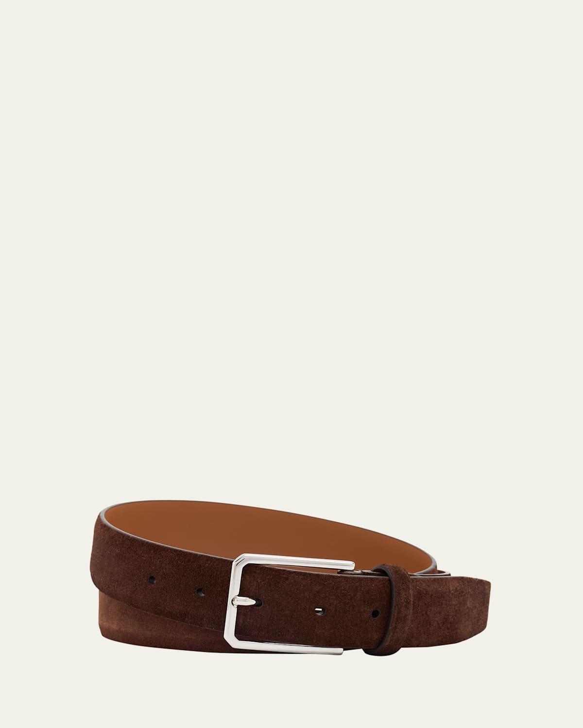 Mens Suede Rectangle-Buckle Belt Product Image