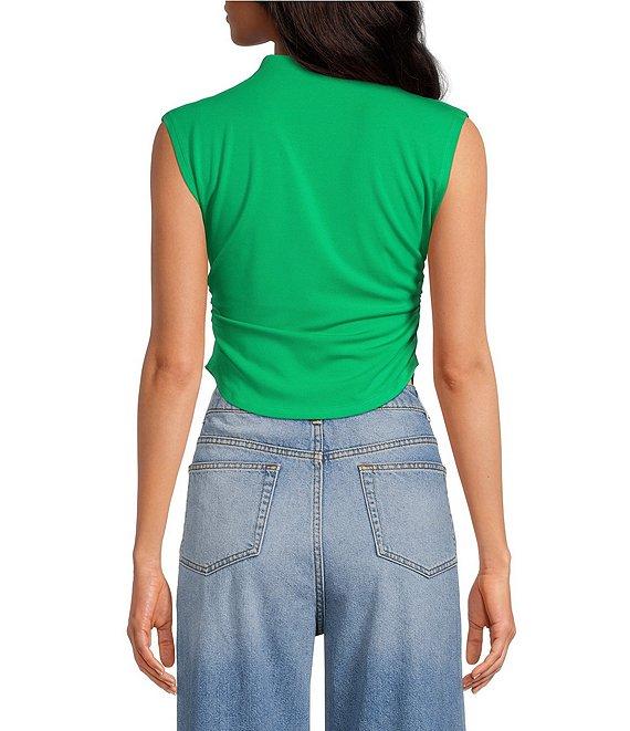 Gianni Bini Knit Mock Neck Cap Sleeve Crop Top Product Image