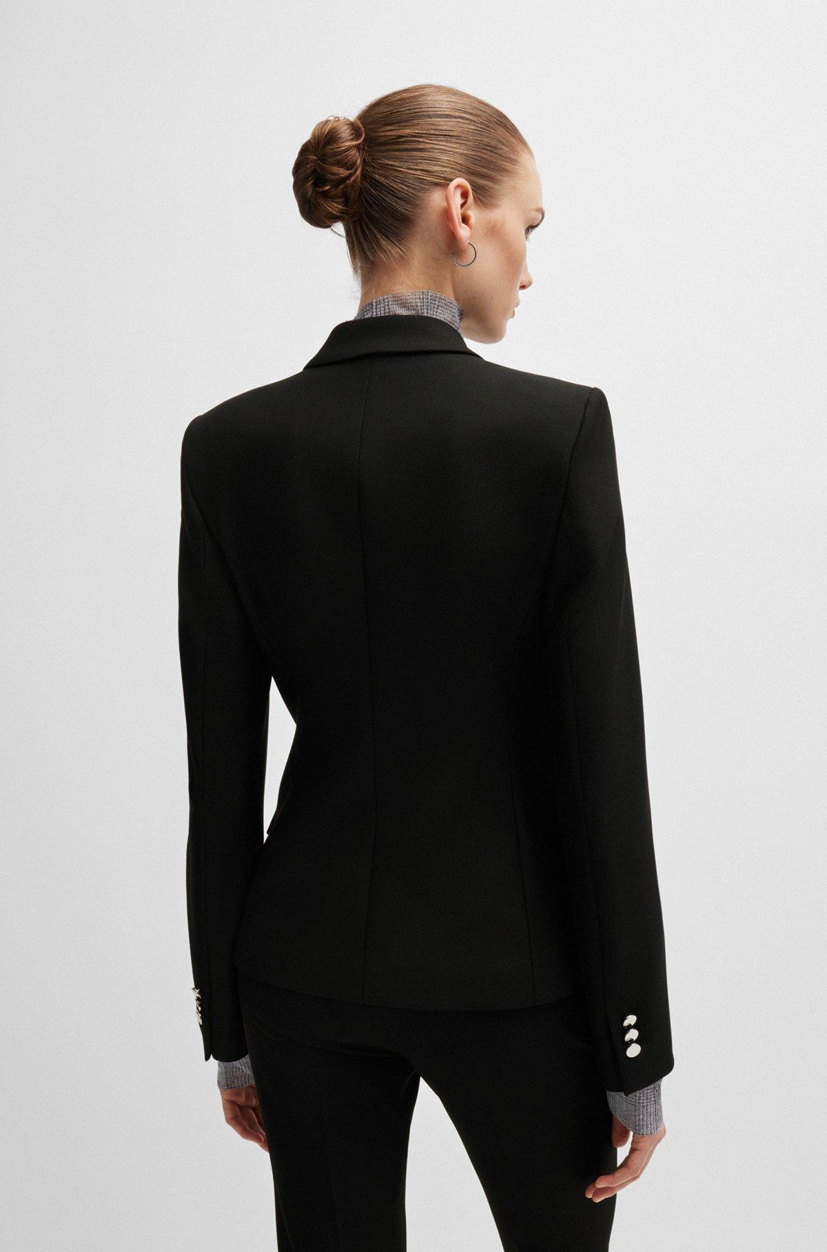 BOSS - Regular-fit double-breasted jacket in stretch material - Black Product Image