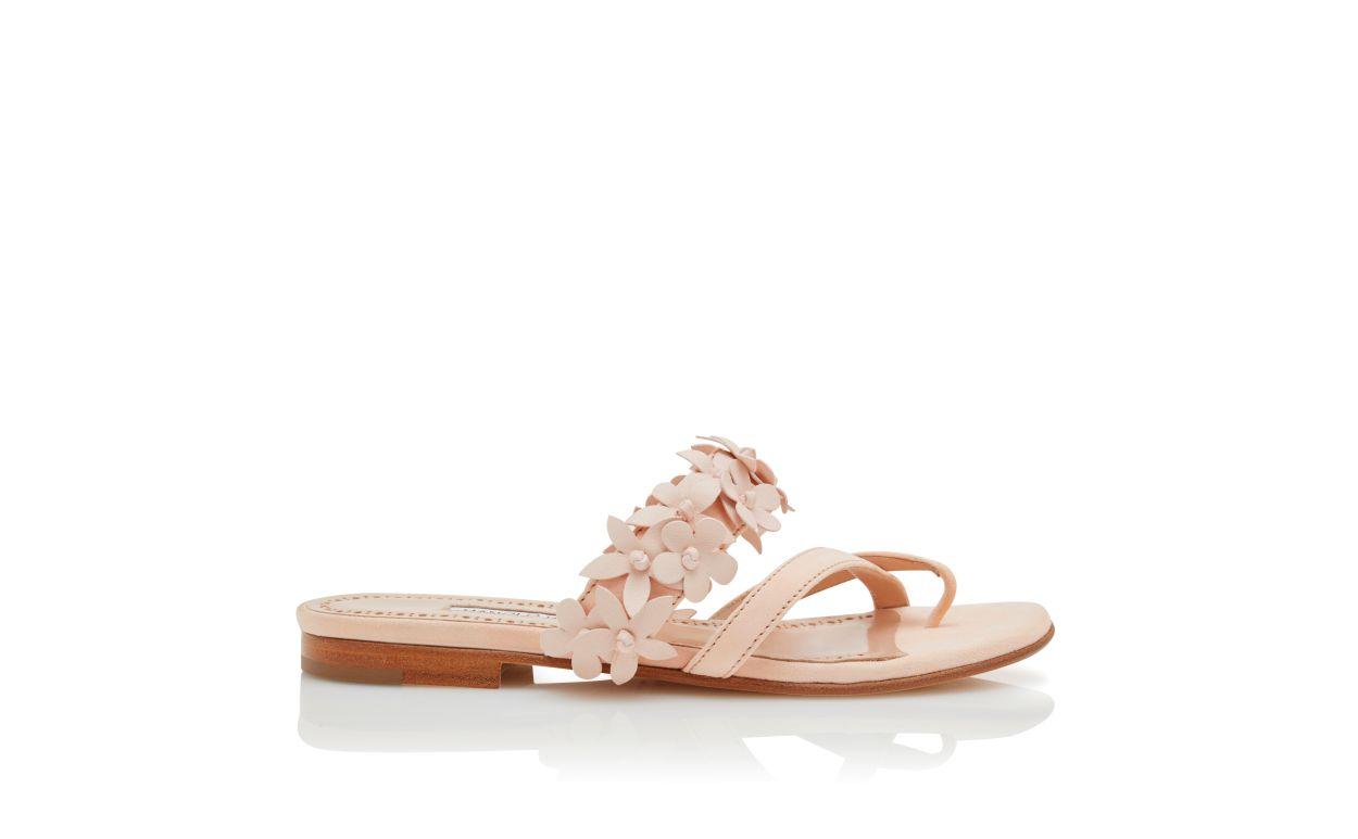 FIOSA Light Pink Nappa Leather Flat Sandals Product Image